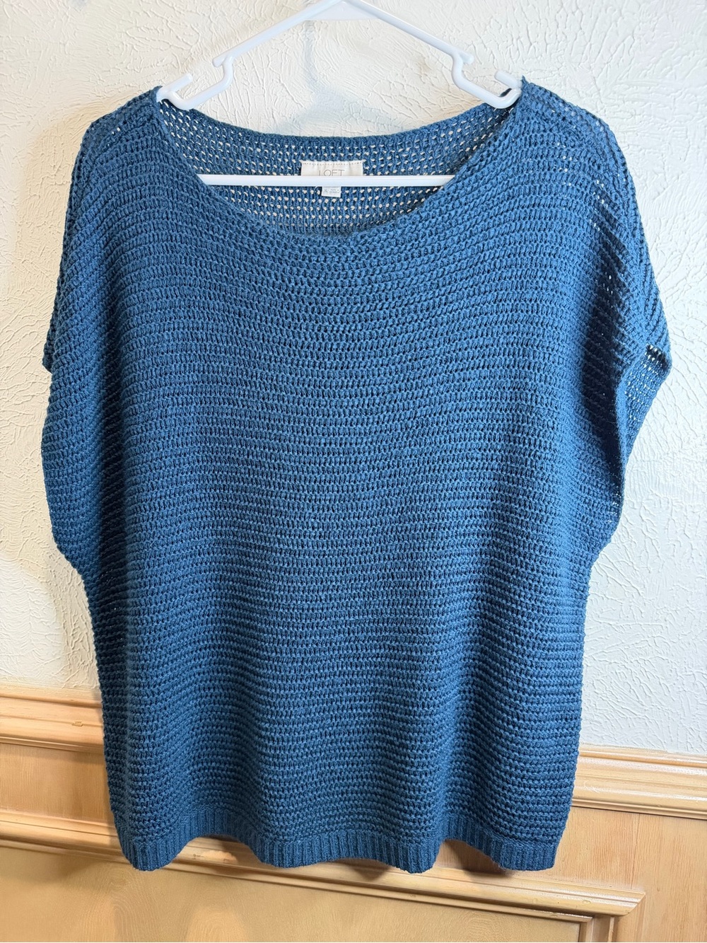 LOFT Blue Knit Short-Sleeve Sweater